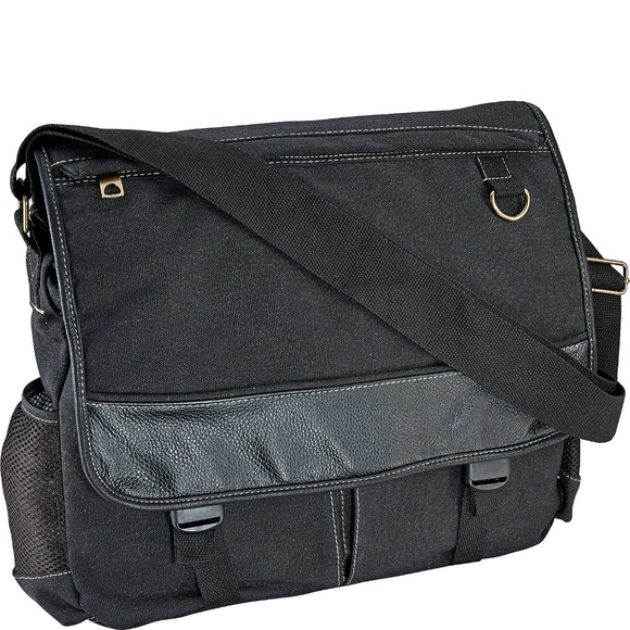 Other - Men's Washed Canvas Messenger Bag Black Or Grey